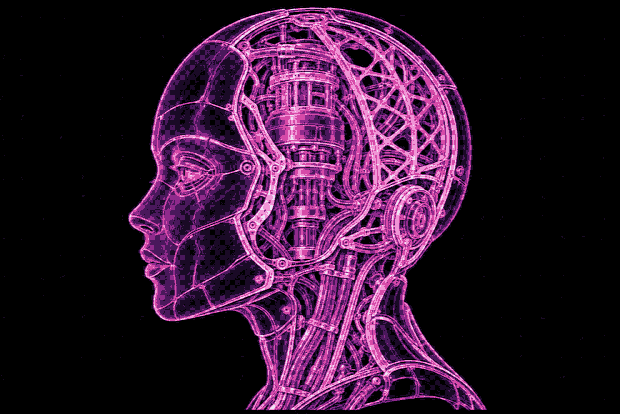 A cutaway drawing of the agent's head.